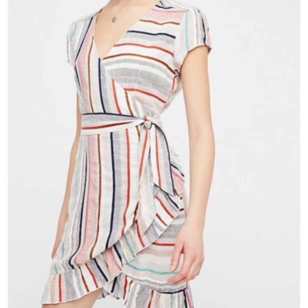 Free People Wrap It Up Striped Mini Dress